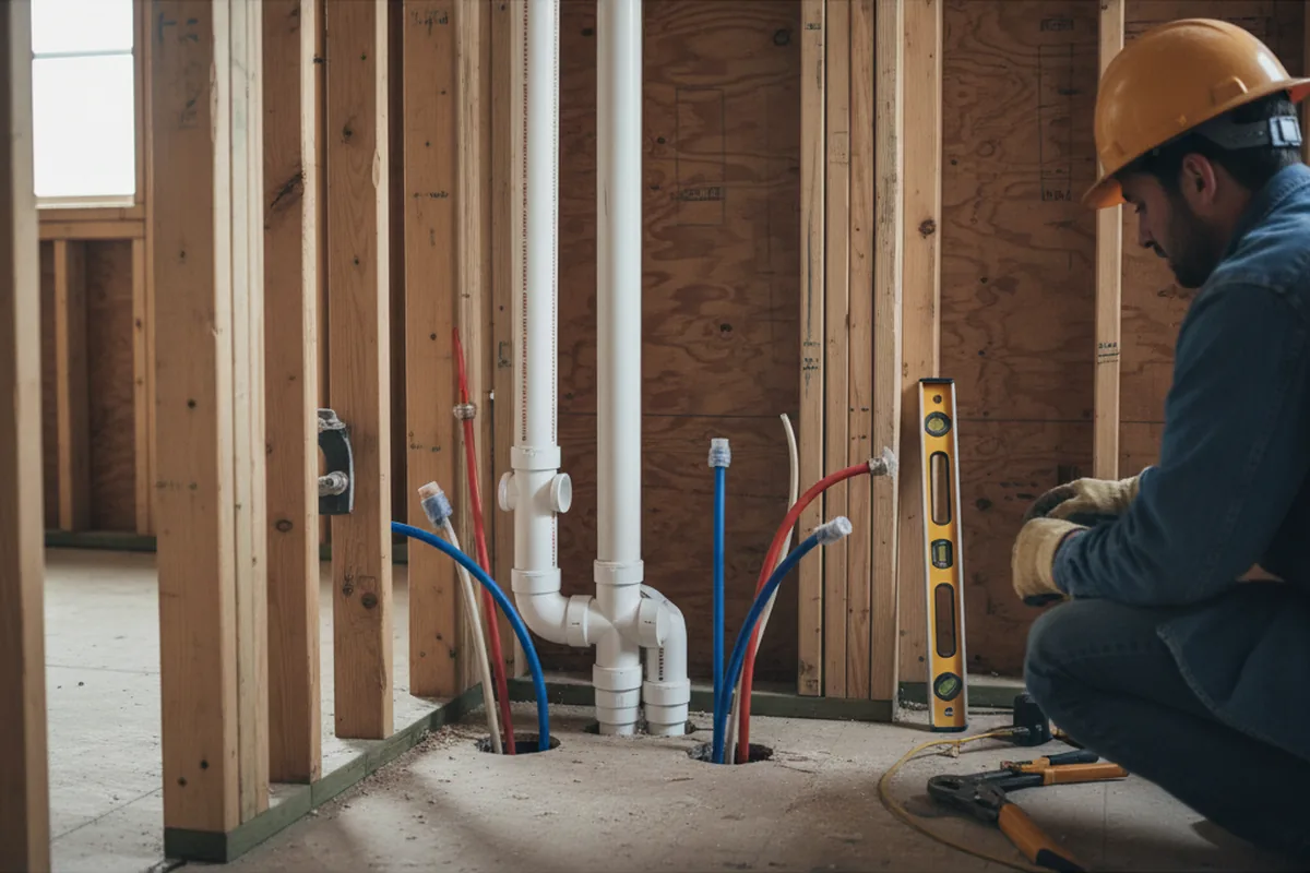 Drain and supply rough-in during Garbage Disposal Repair in Valley Lee